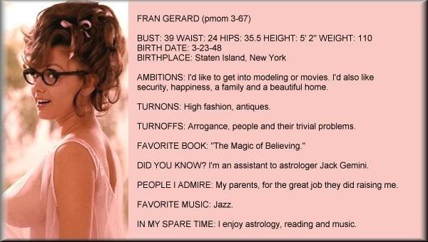 FRAN GERARD MISS MARCH 1967 PLAYBOY PLAYMATE
