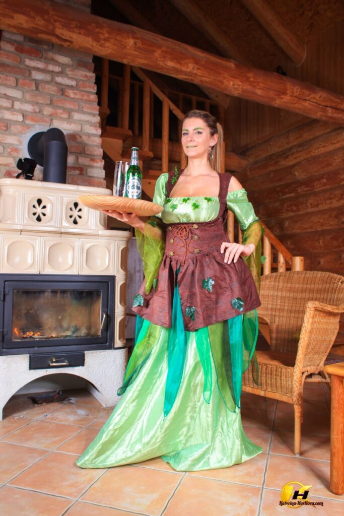 Katerina Hartlova St. Patrick’s Day and Green Bottle Green Dress