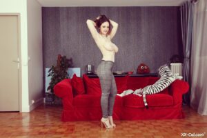 All natural babe Megara Steele grey pants - #10