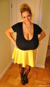 Abbi Secraa Big Cleavage in Yellow Skirt - #15