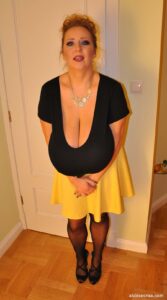 Abbi Secraa Big Cleavage in Yellow Skirt - #13