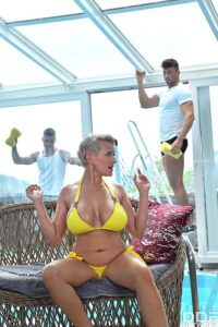 Busty Blonde Angel Wicky gets Three on One Fun - #13
