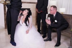 Busty bride Payton Preslee fucks in front of her husband - #10