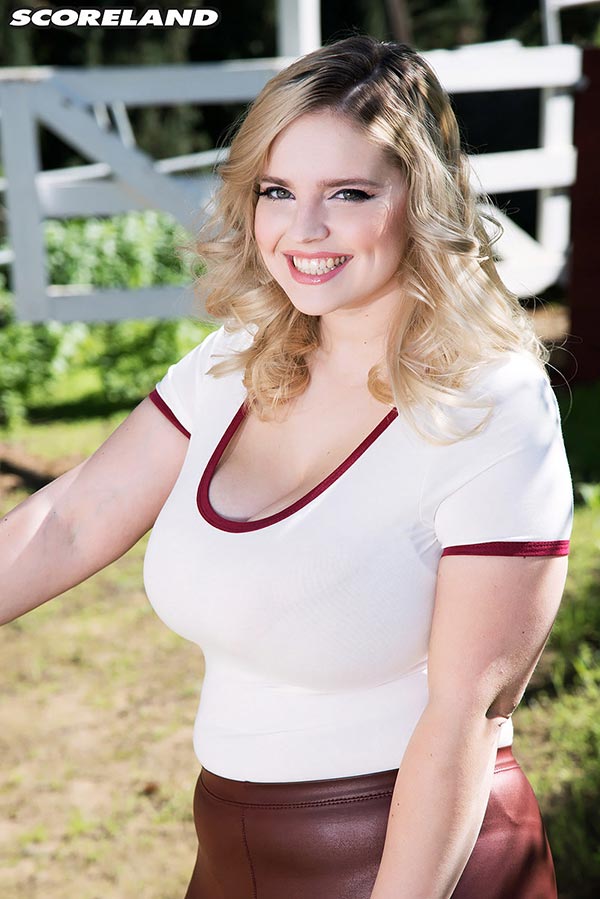Busty teen Codi Vore pitching hay in her ranch