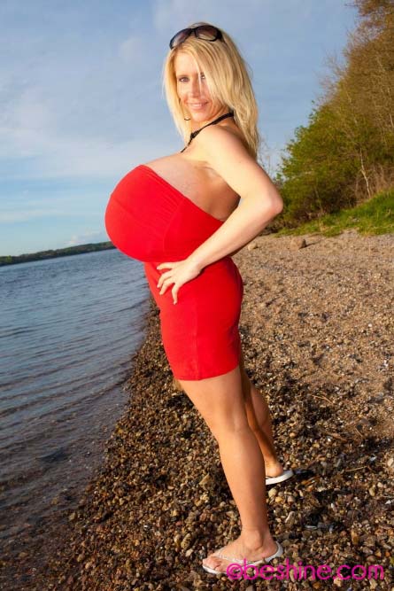 Beshine in red at the lake
