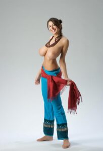 Jana Defi in baggy pants topless - #12