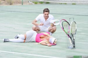 Rogue tennis ball produces an anal racket on Brandi Bae - #11