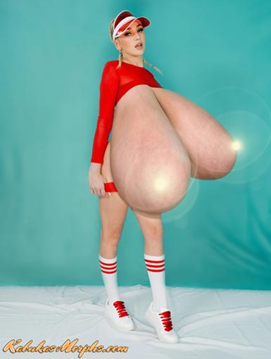 Huge tits expansion morphs, futa and super busty cosplay