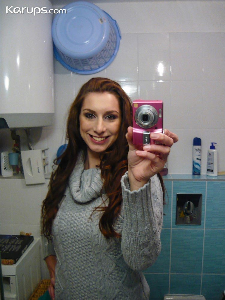 Slim and busty milf Vica in the bathroom